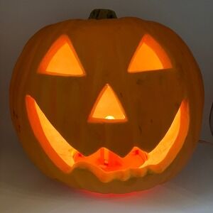 VINTAGE Gemmy Light Up Halloween‎ Foam Blow Mold Lifelike Pumpkin Jack O Lantern